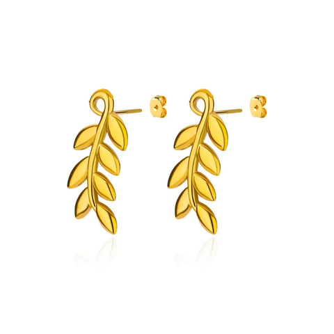 Minimalist Branches and Leaves Earrings - Stainless Steel Flower Jewelry for Women