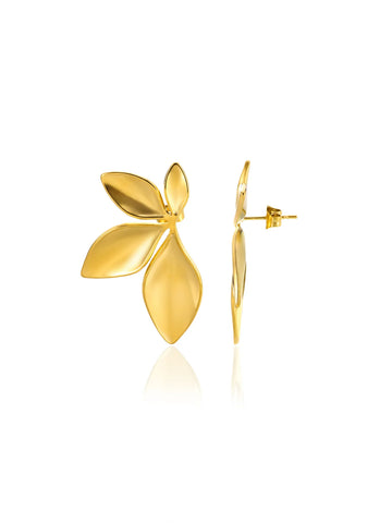 Minimalist Branches and Leaves Earrings - Stainless Steel Flower Jewelry for Women