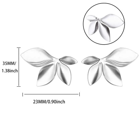 Minimalist Branches and Leaves Earrings - Stainless Steel Flower Jewelry for Women
