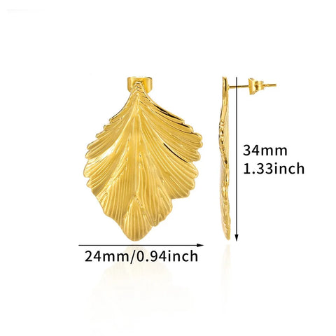 Minimalist Branches and Leaves Earrings - Stainless Steel Flower Jewelry for Women