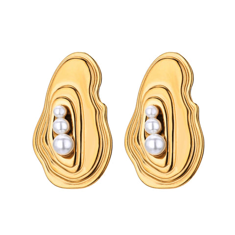 Vintage Pearl Starfish Stainless Steel Stud Earrings - Ocean-Inspired Jewelry for Women