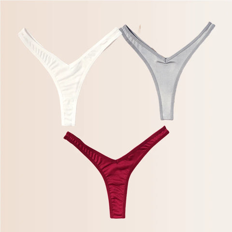 Seamless Thongs Solid Thong Panties for Women - Soft Silk Tangas