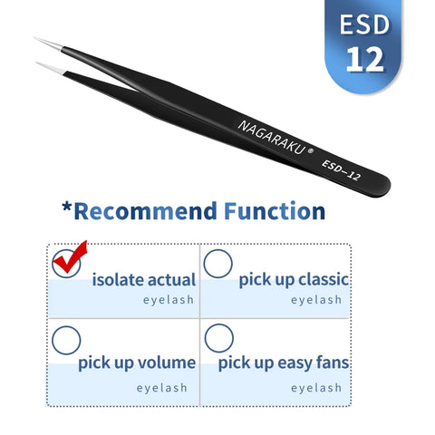 NAGARAKU Eyelash Extension Tweezers - Precision Stainless Steel Makeup Tool