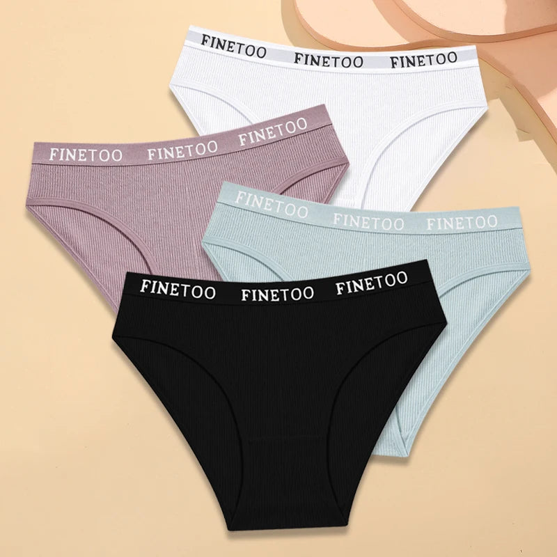 FINETOO Women's Cotton Striped Underwear 4Pcs