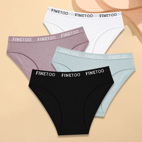 FINETOO Dames katoenen gestreept ondergoed 4 stuks