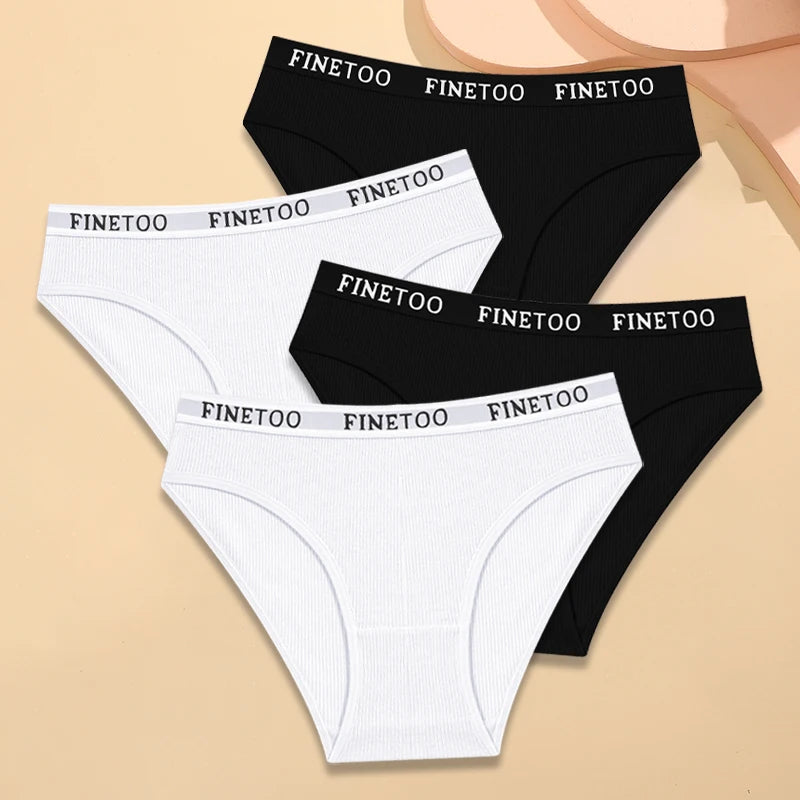 FINETOO Women's Cotton Striped Underwear 4Pcs