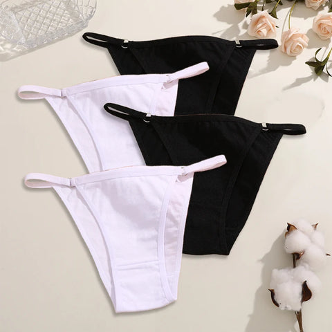 FINETOO 4-delige dames katoenen slip met metalen ringtaille