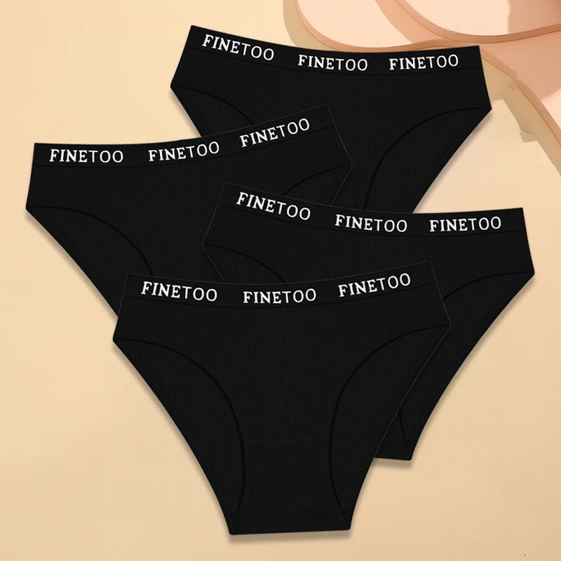 FINETOO Women's Cotton Striped Underwear 4Pcs