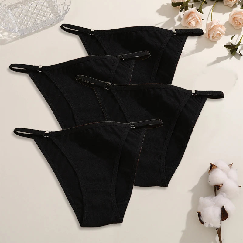 FINETOO 4Pcs Women's Cotton Panties with Metal Ring Waist
