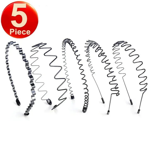 6 stuks modieuze metalen haarbanden voor mannen en vrouwen, unisex, zwarte golvende haarband, sporthoofdband, haarband, haaraccessoires, cadeau 