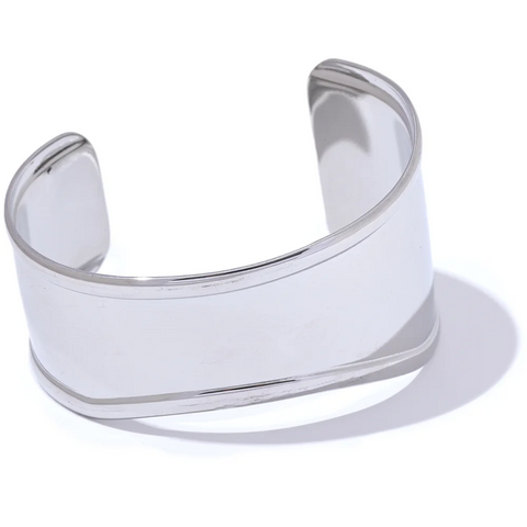Yhpup High Quality Stainless Steel Wide Cuff Open Bracelet - Waterproof Personalized Unisex Jewelry