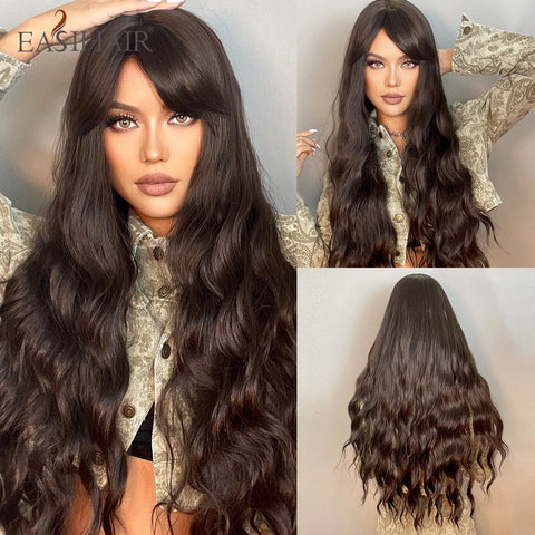 DropShipping EASIHAIR Long Blonde Ombre Synthetic Wigs for Women - Wavy High Density Cosplay Wig
