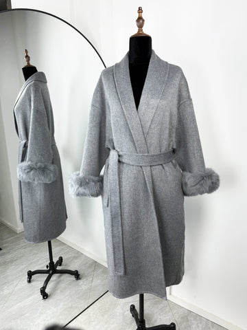TARUXY Vossenbont Wollen Jassen Dames Korte Jas - Elegante Dubbelzijdige Overjas voor Kantoor Dames