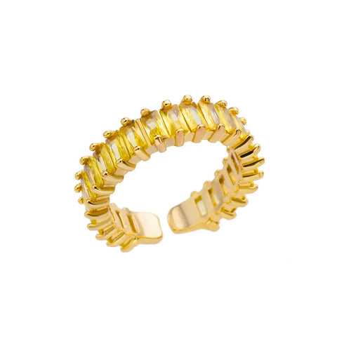 Mini Zircon Green Rings for Women - Adjustable Stainless Steel Gold Color Engagement Wedding Jewelry Gift