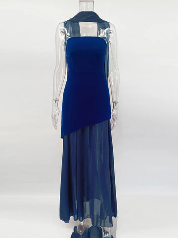 TARUXY Strapless split lange jurk met lint - Elegante strandvakantiejurk voor dames