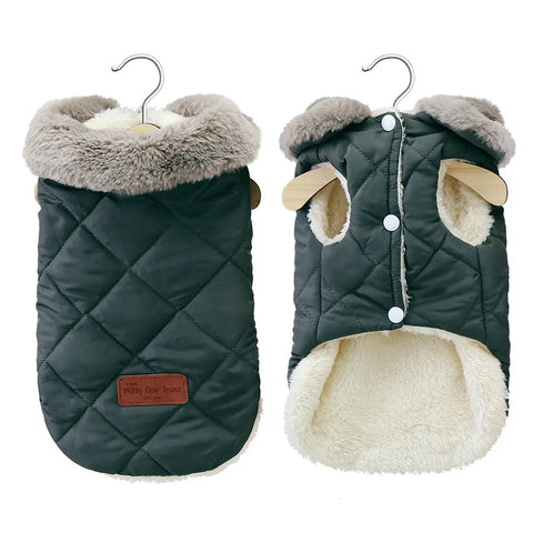 Warm Chihuahua Dog Cat Clothes Winter Fur Collar Small Dogs Puppy Coat Thick Cotton Pet Jacket Outfits for Small Dogs
