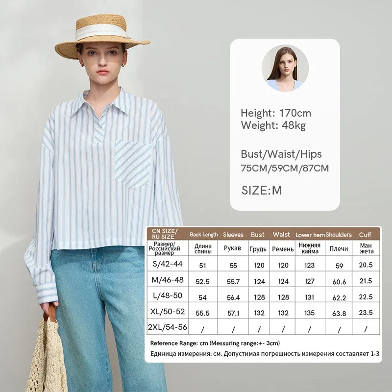 AMII Minimalist 100% Cotton Shirt for Women