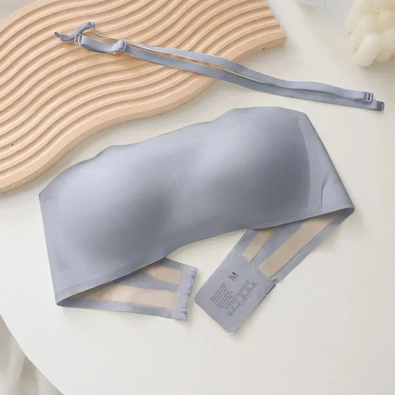 Seamless Tube Top Bra with Invisible Straps - Non-Slip Wireless Bralette for Women