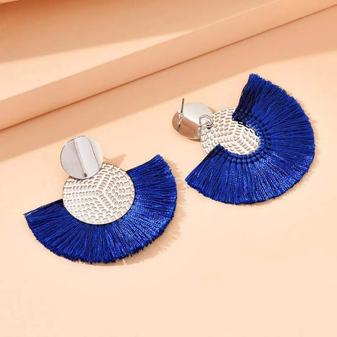 Fashion Bohemian Big Tassel Dangle Earrings for Women - Vintage White Fringe Statement Jewelry