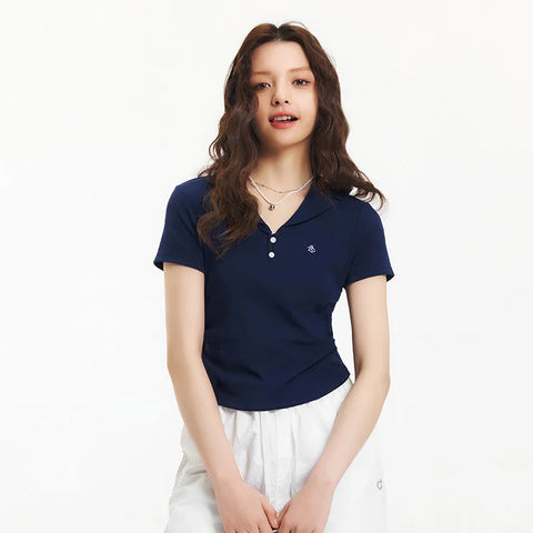 Semir Dames Cropped Poloshirt met Blazerkraag 