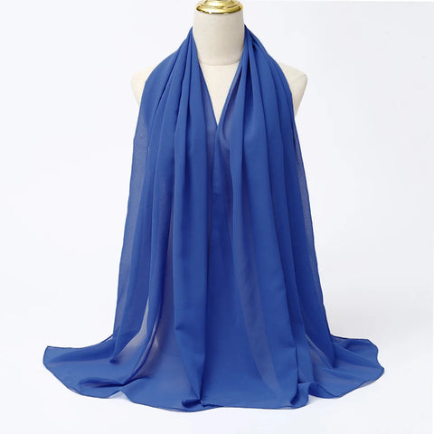 Elegant Muslim Chiffon Hijab Scarf - Lightweight Long Solid Color Head Wrap for Women