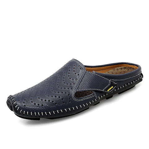Genuine Leather Slippers for Men - Casual Summer Shoes