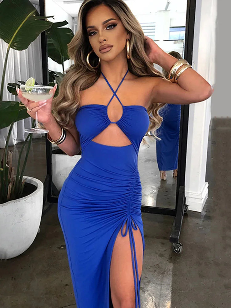 Sleeveless Sexy Midi Backless Bodycon Dress for Women - Perfect Night Club Party Wear