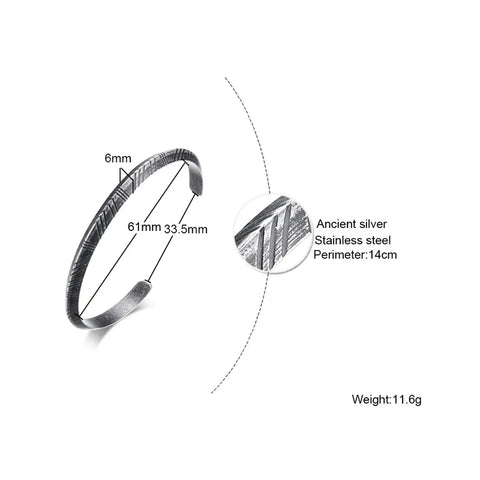 Men's Thin Stainless Steel Cuff Bracelet - Stylish & Versatile Gift for Him