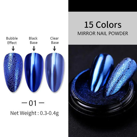 Super-Bright Metallic Nail Powder - Gold Silver Mirror Pigment