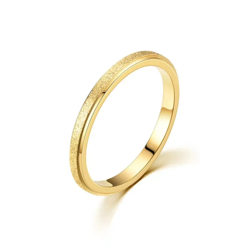 SUNIBI Frosted Stainless Steel Ring for Women – Elegant Gold Finger Ring for Fashion and Weddings