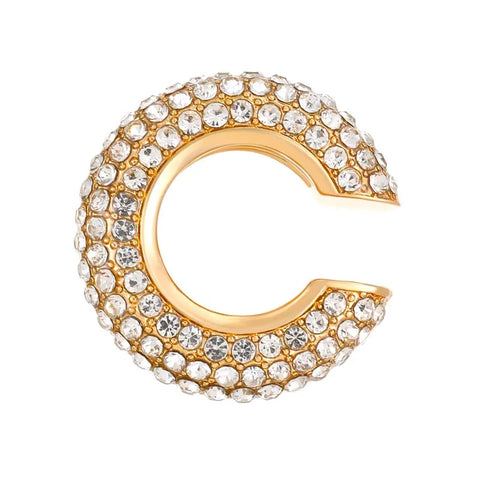 Gold C Shape Round Cartilage Clip Earrings for Women - Luxury Crystal Geometric Ear Cuff Jewelry