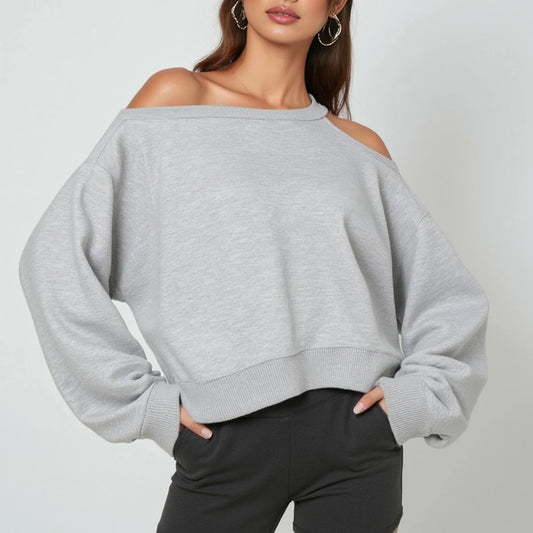 Mia Muse Women's Off Shoulder Sweatshirt