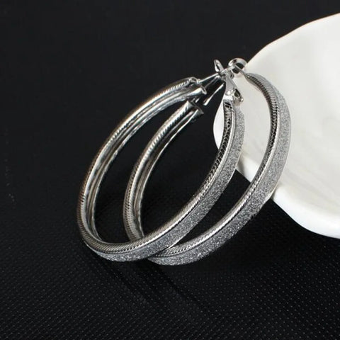 Fashion Hoop Earrings with Rhinestone - Big Circle Gold Color Loop Earrings for Women