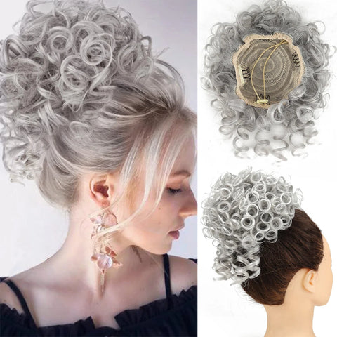 Messy Hair Bun Hair Piece - Large Curly Loose Wave Ponytail Extension
