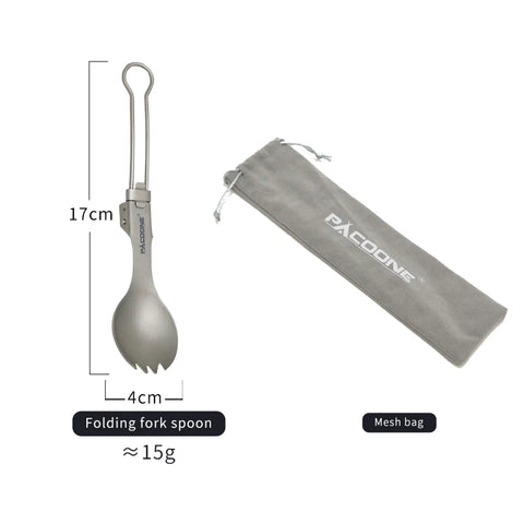 PACOONE Camping Titanium Spork - Ultralight Outdoor Tableware for Hiking and Traveling