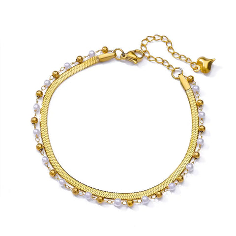 Stainless Steel Evil Eye Bracelet for Women - Enamel Blue Bead Bracelet for Summer Beach Style