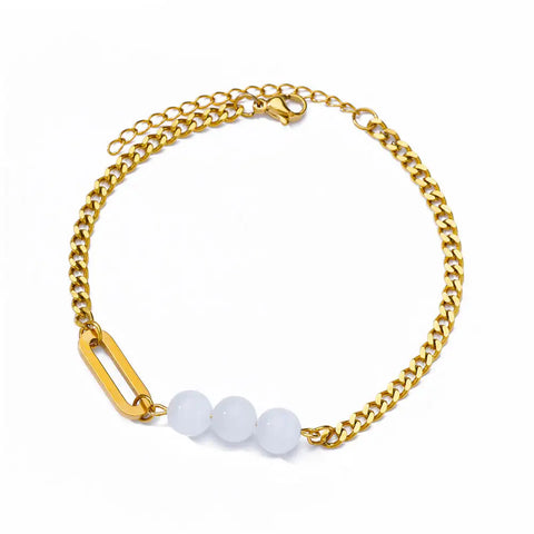 Stainless Steel Evil Eye Bracelet for Women - Enamel Blue Bead Bracelet for Summer Beach Style