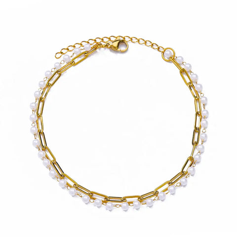 Stainless Steel Evil Eye Bracelet for Women - Enamel Blue Bead Bracelet for Summer Beach Style