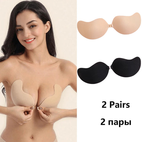 2 paar onzichtbare strapless plakbeha's met push-up bh's
