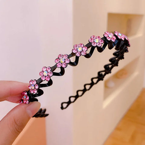 Non-Slip Rhinestone Flower Hairbands - Elegant Pearl Hair Accessories for Women