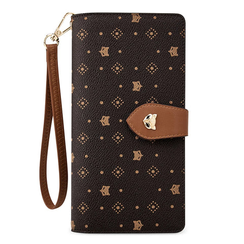 FOXER Dames Lange Portemonnee &amp; Paspoorthouder - Stijlvolle Clutch met Polsband