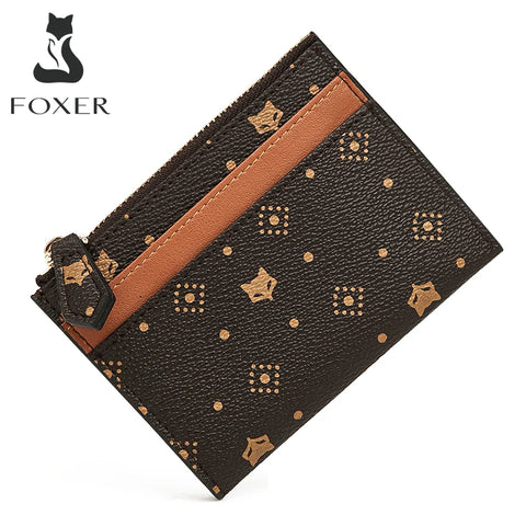 FOXER 2025 Dames Korte Leren Portemonnee - Stijlvolle Clutch met Ritssluiting