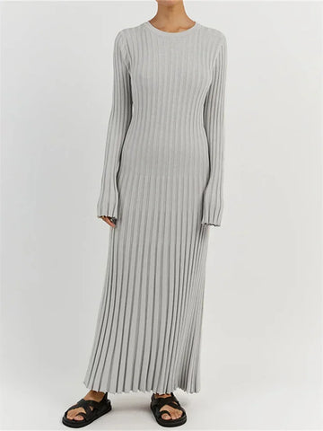 Tossy Lace-Up Dames Gebreide Maxi-jurk - Herfst Hoge Taille Mode
