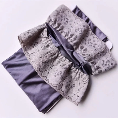 Women’s Shiny Thigh High Stockings with Lace Top and Anti-Slip Silicone