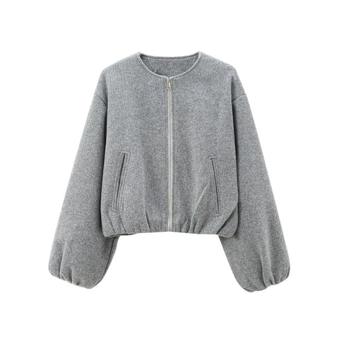 MUJER Zwarte Bomberjacks voor Dames - Stijlvolle Varsity Crop Coat met Rits voor Winter 2025