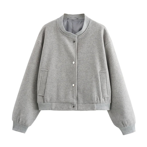 MUJER 2025 Dames Cropped Bomberjack – Modieus Beige Zwart Tweed Design