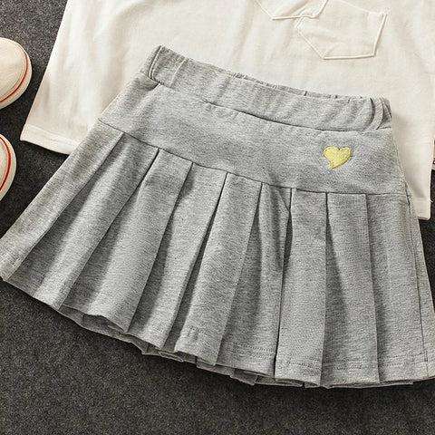 Kids Girls Pleated Culottes Skirt with Safety Pants