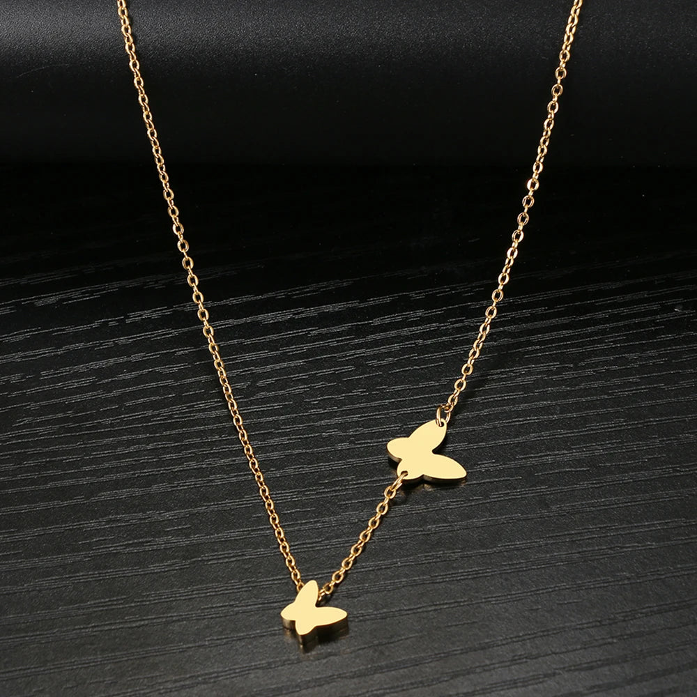 Delicate Stainless Steel Butterfly Pendant Necklace for Women - Elegant Fashion Jewelry Gift