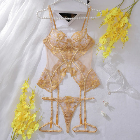 Fantasy Lingerie Ultra Hot Lace Sexy OnlyFans Kit - Transparent Ensemble with G-String Tulle Underwear