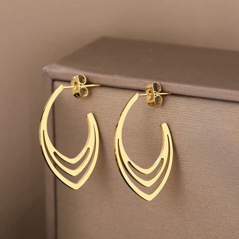 Vintage Stereoscopic Stainless Steel Earrings - Trendy Stud Jewelry for Women